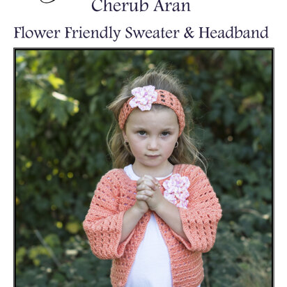 Flower Friendly Sweater & Headband in Cascade Yarns Cherub Aran & Cherub Aran Multis- A290 - Downloadable PDF