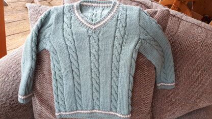 Cabled V Neck Baby Jumper