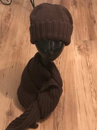 Mens Ribbed Hat & Scarf Set