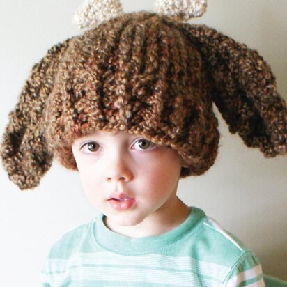 Chunky Deer Hat in Toddler, Child and Adult Sizes (hat012) - knitting pattern
