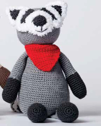 Rocky Raccoon Toy in Caron Simply Soft, Simply Soft Heathers and Bernat Pipsqueak - Downloadable PDF