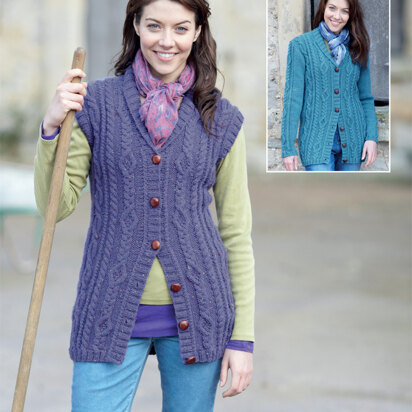 Cardigan and Waistcoat in Hayfield Bonus Aran Tweed with Wool - 7135 - Downloadable PDF