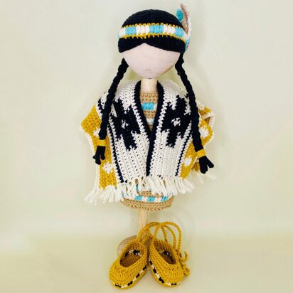 Native American doll outfit, Crochet doll clothes, amigurumi doll clothes