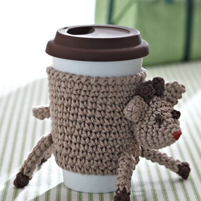 Reindeer Cup Cozy in Bernat Handicrafter Cotton Solids - knitting pattern