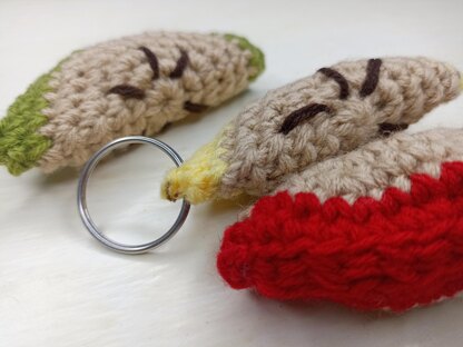 Apple Slice Amigurumi Keychain