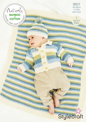 Jacket, Hat & Blanket in Stylecraft Naturals Bamboo & Cotton DK - 9831 - Downloadable PDF