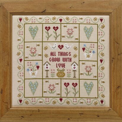 Historical Sampler Company All Things Grow with Love Cross Stitch Kit - 28cm x 16cm