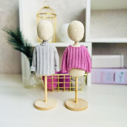 Crochet doll basic sweaters, amigurumi doll clothes, crochet doll sweater