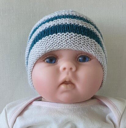 Danny - Babies 4ply striped ridged beanie