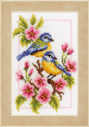 Vervaco Four Seasons Birds - Set of 4 Cross Stitch Kit - 8cm x 12cm