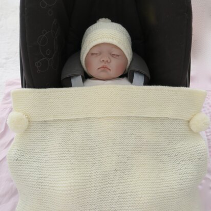 Easy Knit Baby Car Seat Blanket & Hat