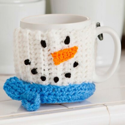 Snowman Mug Hug in Red Heart Super Saver Economy Solids - LW3029