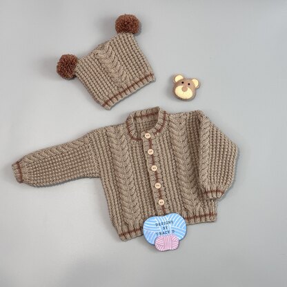 Martin Baby Cardigan  and Hat knitting pattern 18 inch chest size