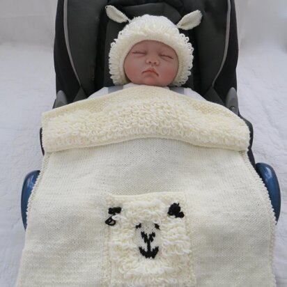 Little Lamb Baby Car Seat Blanket & Hat