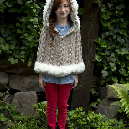 Cozy Hooded Poncho in Lion Brand Heartland - L32033