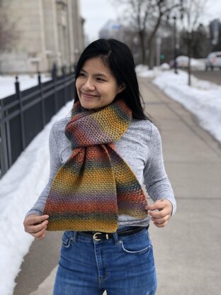 Lacy Leaves Scarf by hooksbsunshine. Yarn: LB Ferris Wheel: Cherry on Top :  r/crochet