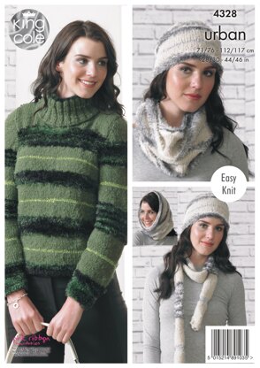 Sweater, Hat, Cowl & Scarf in King Cole Urban - 4328 - Downloadable PDF