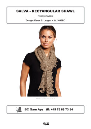 Salva - Rectangular Shawl in BC Garn Tussah Tweed - 3082BC - Downloadable PDF