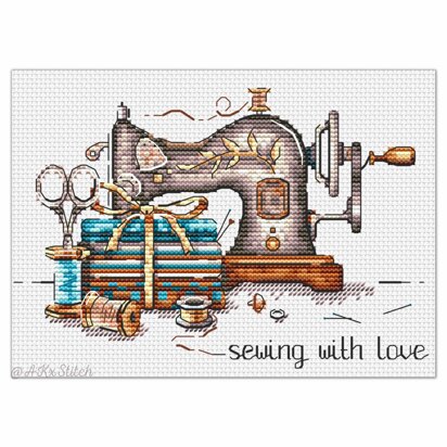 Sewing with Love "Blue" Cross Stitch PDF Pattern
