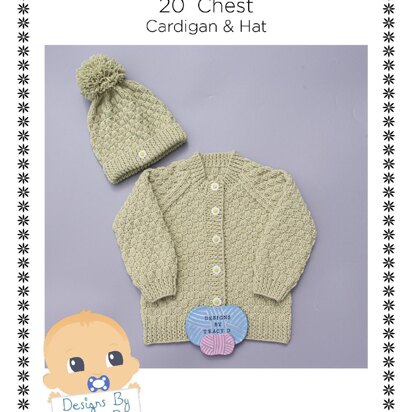 Jamie Unisex Baby cardigan and hatknitting pattern 20 inch chest size