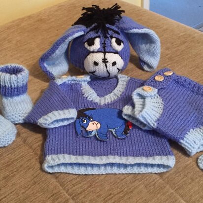 'Donkey' Jumper, Hat, nappy cover, Booties