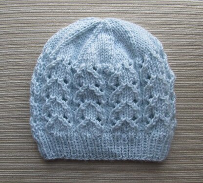 Blue Hat with Lacy Columns for a Lady