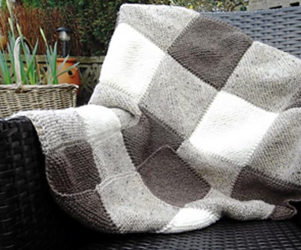 Blanket Square Diagonal Garter Stitch Knitting pattern by Audrey