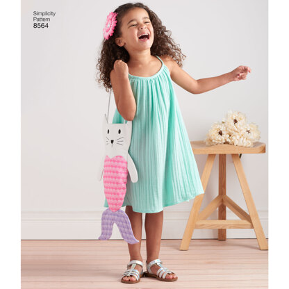 Simplicity 8564 Child's Dress, Top, Shorts & Bag - Paper Pattern, Size A (3-4-5-6-7-8)