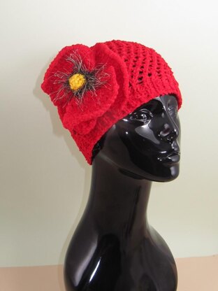 Big Poppy Chunky Lace Skullcap Hat