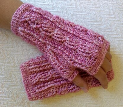 Braided Rose Fingerless Gloves