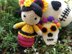 Carmencita and Dia de los Muertos Flower Skull crochet Amigurumi doll