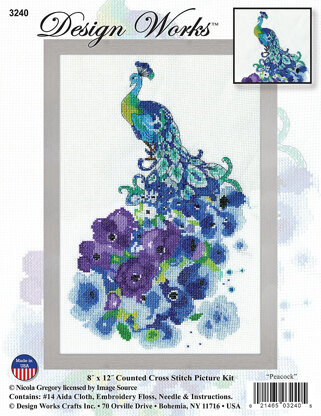 Design Works Floral Peacock Cross Stitch Kit