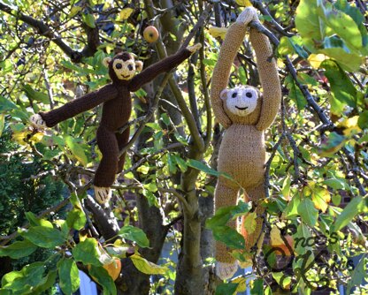 Hanging Monkey Chimpanzee Toy Two Sizes Knitting Pattern Snoo's Knits – Pattern Only