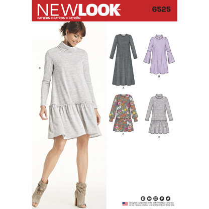New Look 6525 Women’s Knit Dress 6525 - Paper Pattern, Size A (8-10-12-14-16-18-20)