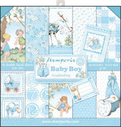 Stamperia Intl Stamperia Double-Sided Paper Pad 12"X12" 10/Pkg - Baby Boy, 10 Designs/1 Each