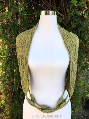 Leaves Strings Infinity Scarf (Leaf/Cotton/Infinity Scarf/Cowl Knitting Pattern)