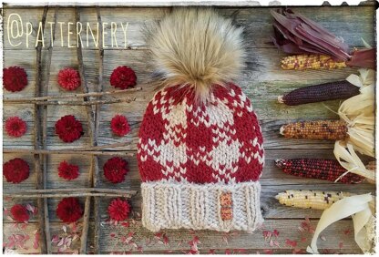 Indian Corn plaid chunky hat