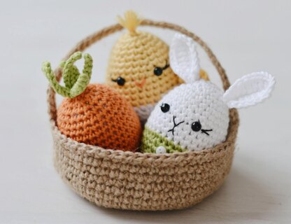 Easter Eggs and Jute Basket