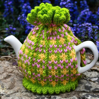 Springtime Fair Isle 2 Cup Teapot Cosy Knitting Pattern