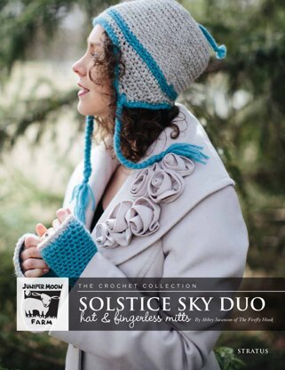 Solstice Sky Duo Hat & Fingerless Mitts in Juniper Moon Farm Stratus - J46-02 - Downloadable PDF