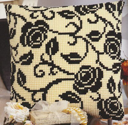 Vervaco Black Rose Cushion Front Chunky Cross Stitch Kit - 40cm x 40cm