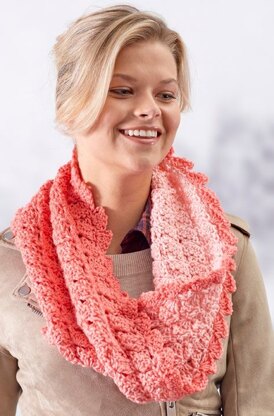Sweet Shells Twisted Cowl in Red Heart Super Saver Ombre - LW5975 - Downloadable PDF