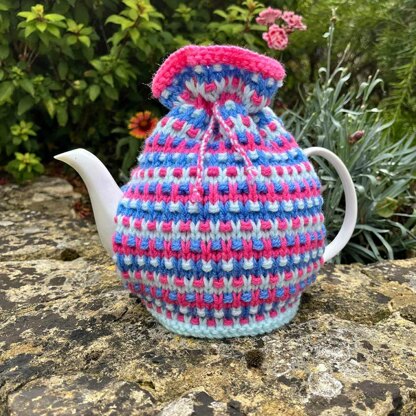 Lilac Speckled Rib 4 Cup Teapot Cosy Knitting Pattern