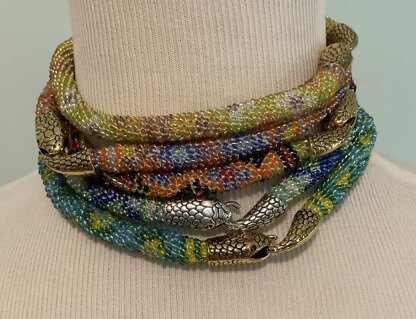 Bead Crochet Snake Necklace or Bracelet