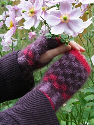 Anemone fingerless mittens