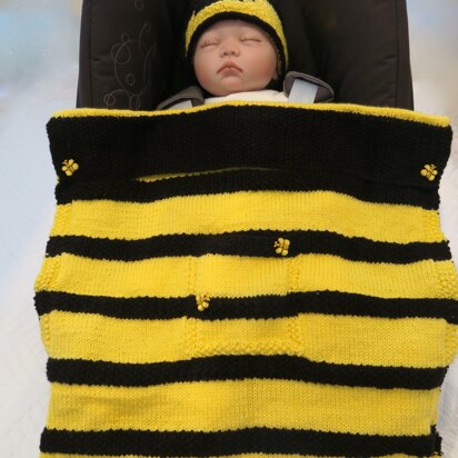 Buzzee Bee Baby Car Seat Blanket & Hat