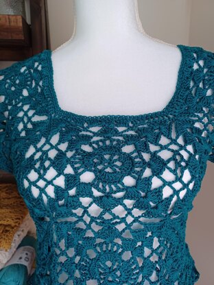 Teal Crochet Lace Top