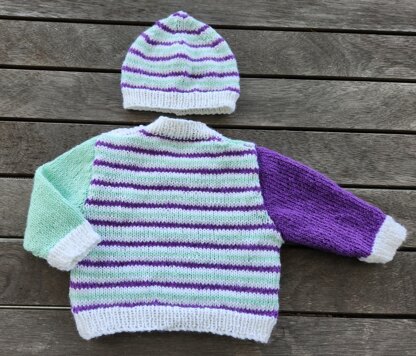 Justice - 4ply baby sweater and beanie