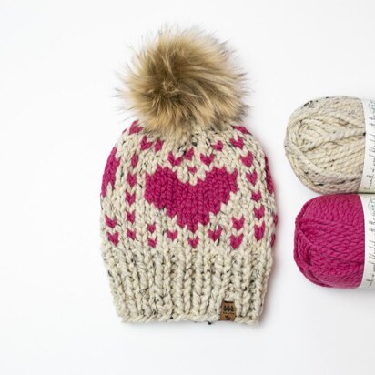 Hearts For Days Women Hat Winter Toque Chunky Fair Isle