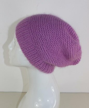 Fluffy Garter Stitch Slouch Hat